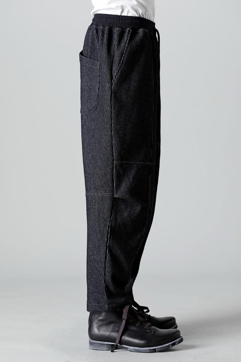 Stripe Knit Draw-Strings  Pants Black