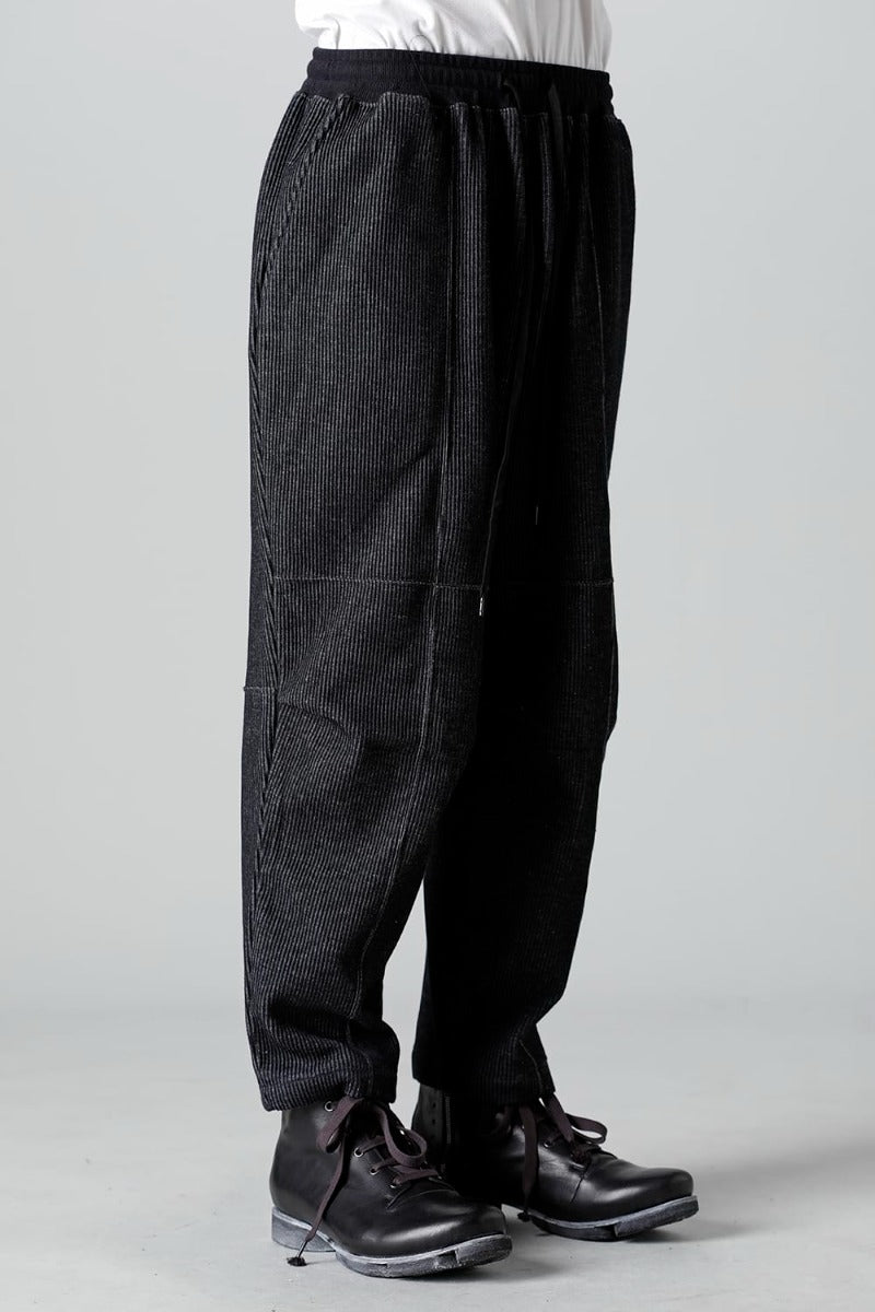 Stripe Knit Draw-Strings  Pants Black