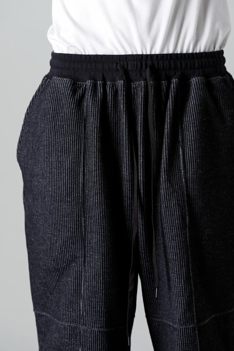 Stripe Knit Draw-Strings  Pants Black