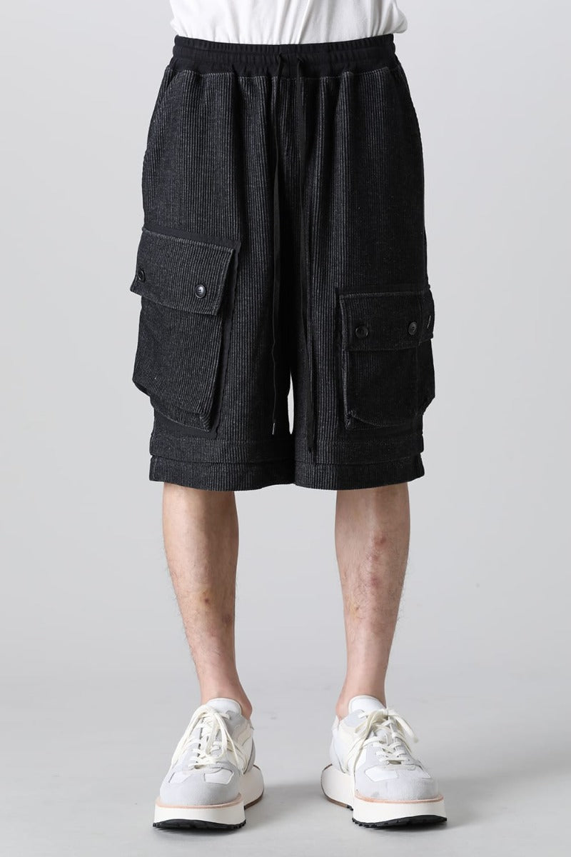 Stripe Knit Short Pants Black