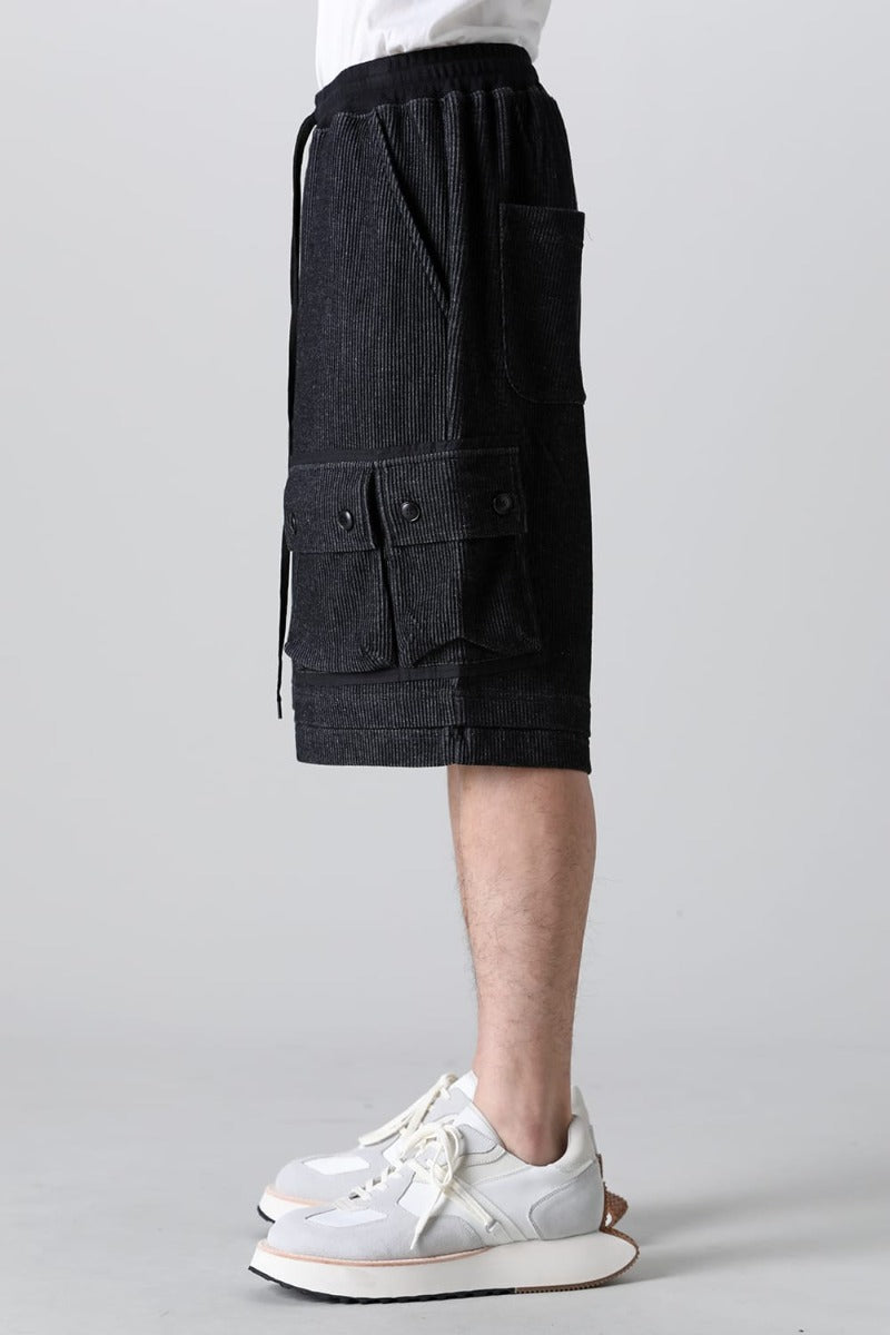 Stripe Knit Short Pants Black