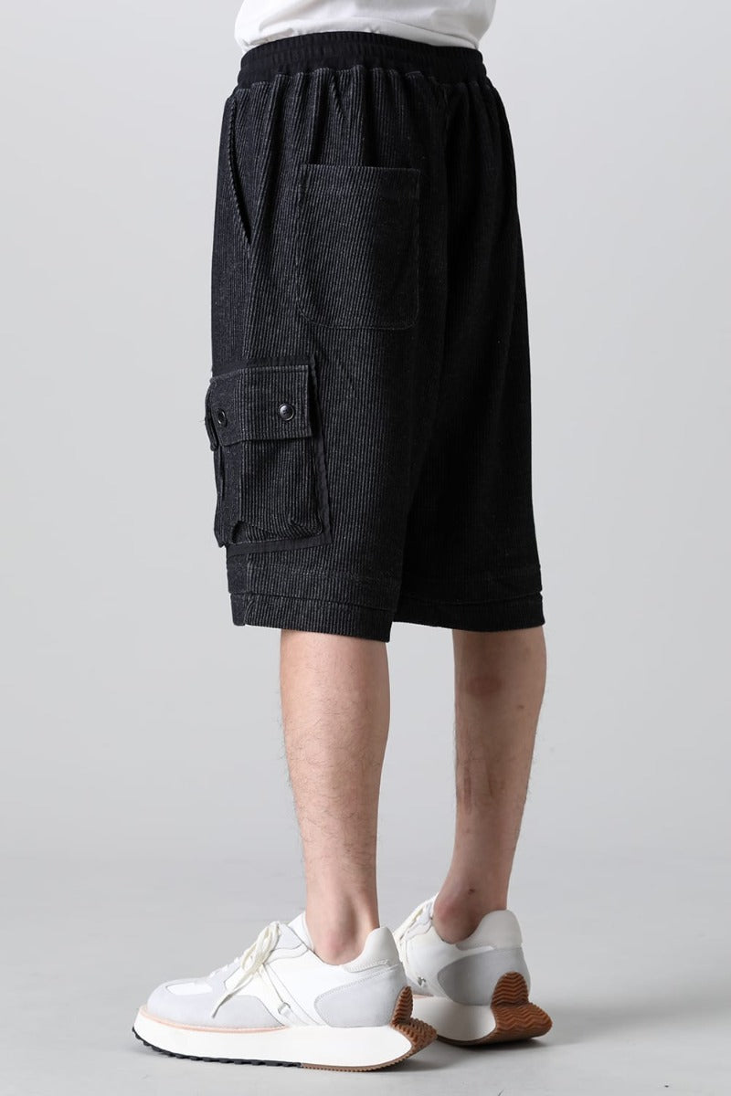 Stripe Knit Short Pants Black