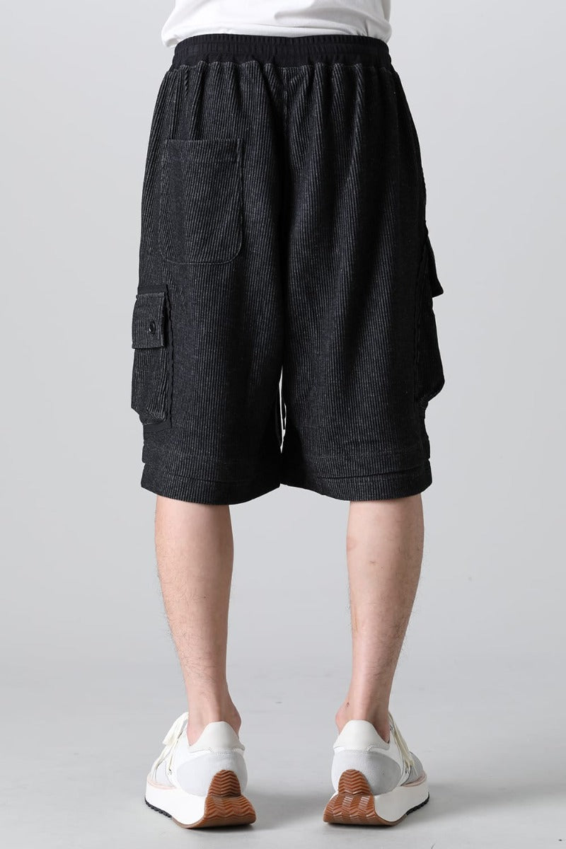 Stripe Knit Short Pants Black