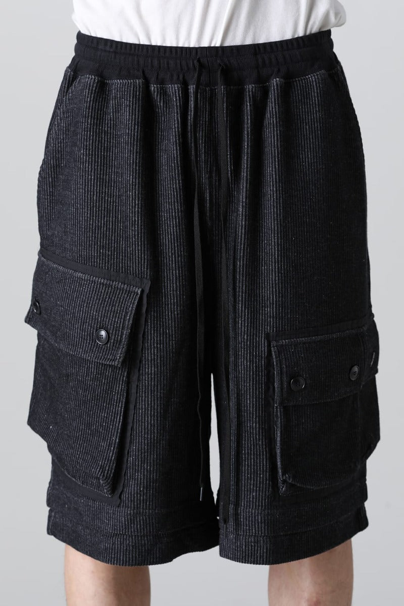 Stripe Knit Short Pants Black