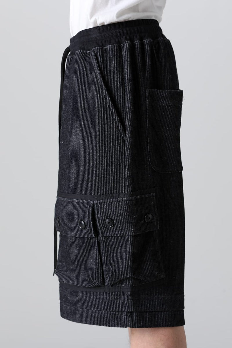 Stripe Knit Short Pants Black