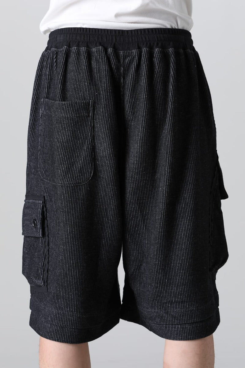 Stripe Knit Short Pants Black