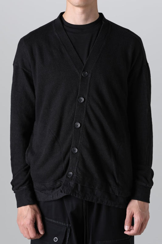 リネン/コットン ジャージーカーディガン  ブラック