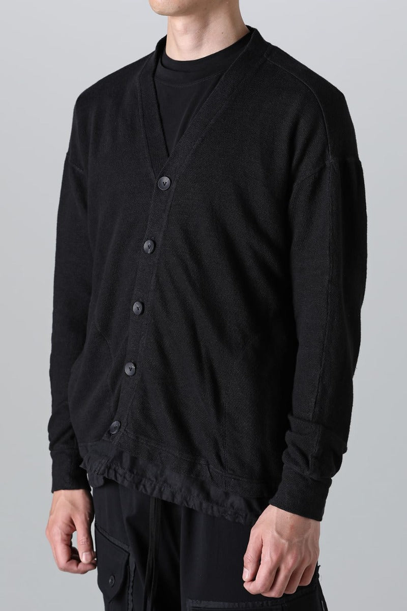 リネン/コットン ジャージーカーディガン  ブラック