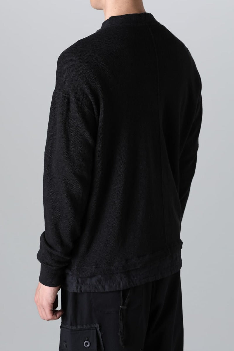 リネン/コットン ジャージーカーディガン  ブラック