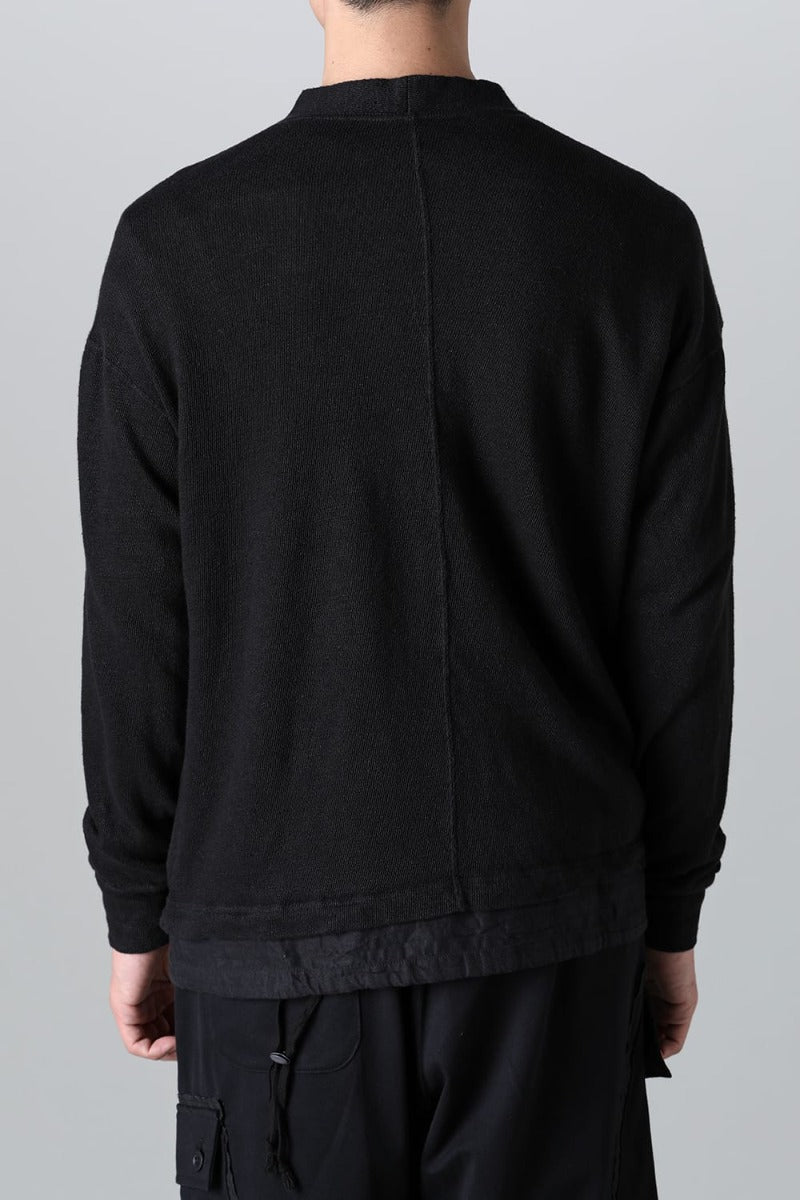 リネン/コットン ジャージーカーディガン  ブラック