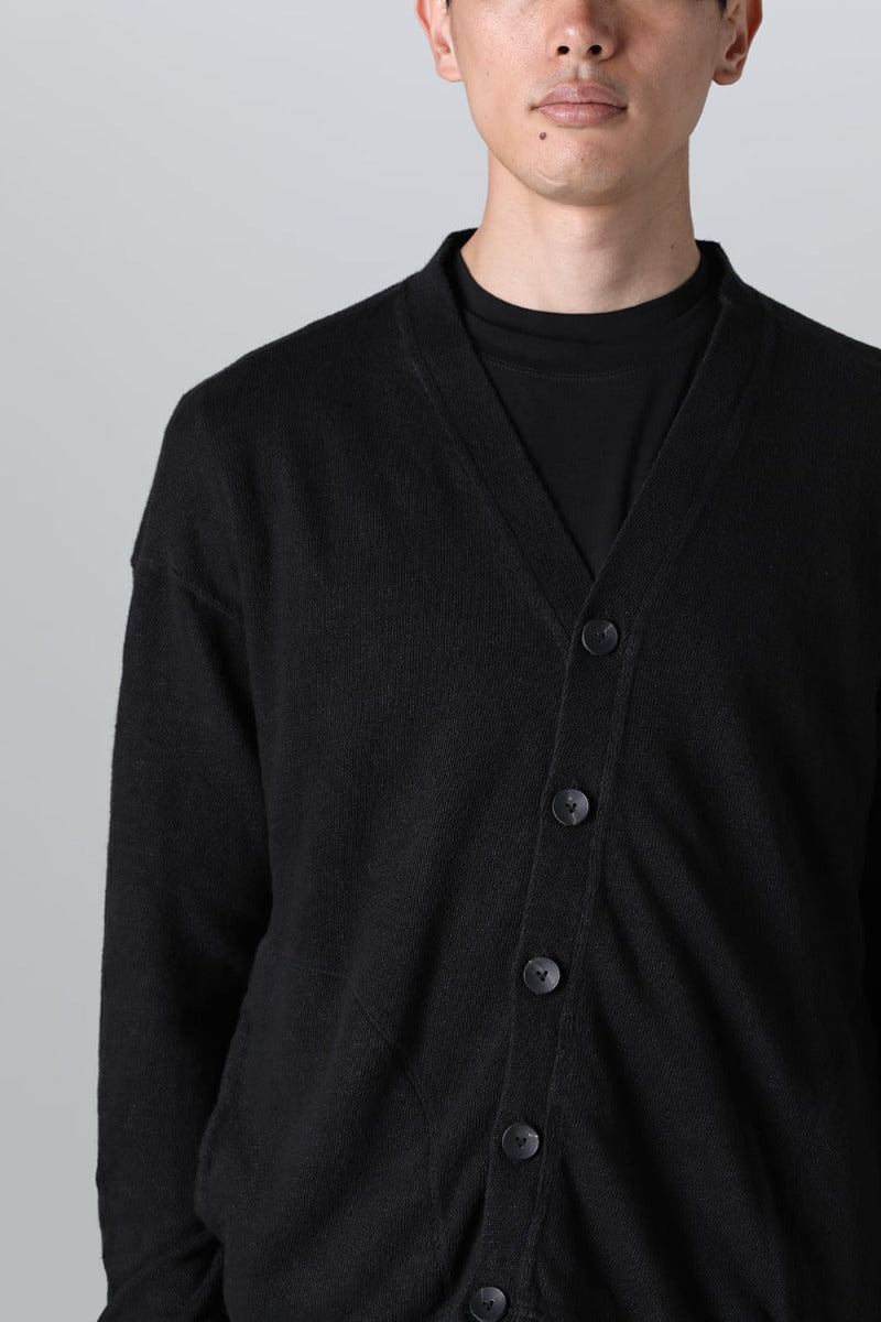 リネン/コットン ジャージーカーディガン  ブラック