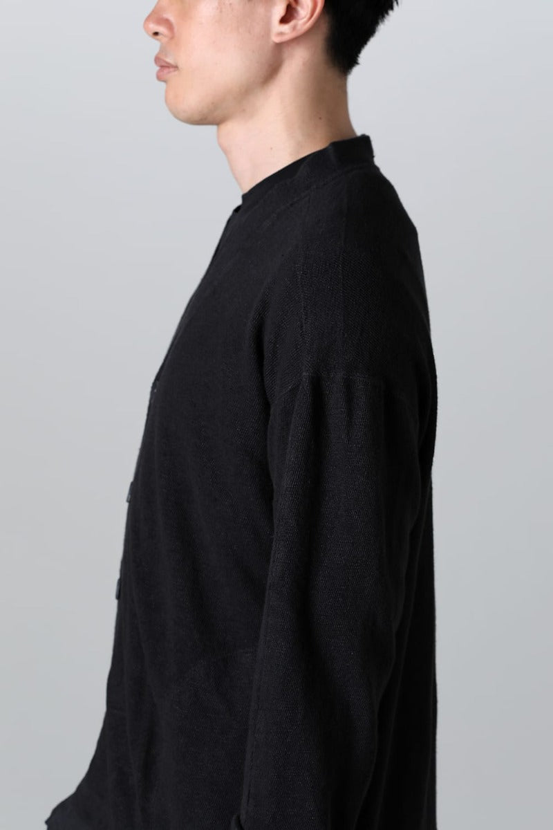 リネン/コットン ジャージーカーディガン  ブラック