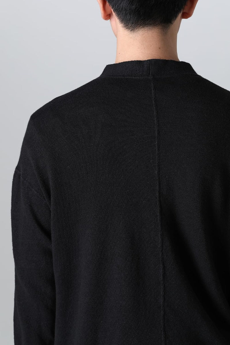 リネン/コットン ジャージーカーディガン  ブラック