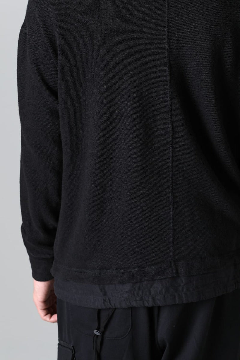 リネン/コットン ジャージーカーディガン  ブラック