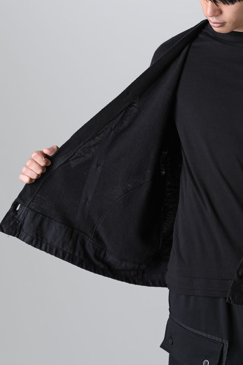 リネン/コットン ジャージーカーディガン  ブラック