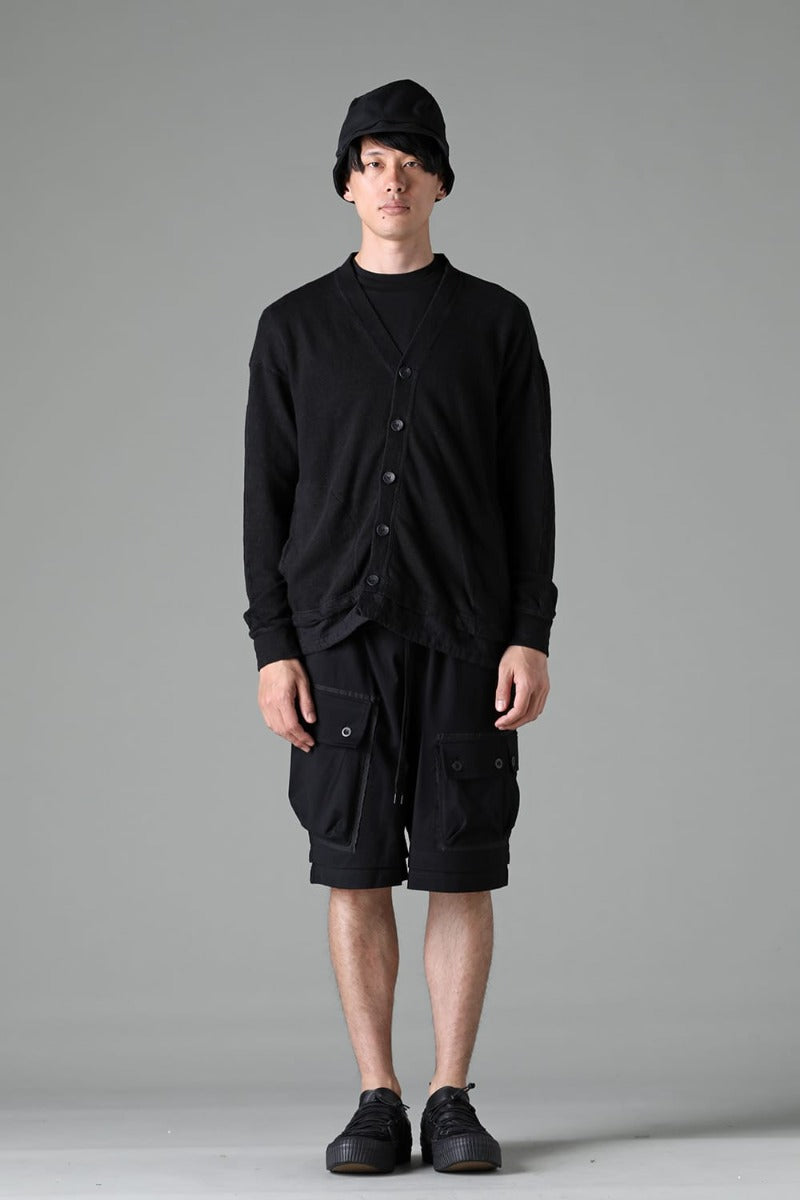 リネン/コットン ジャージーカーディガン  ブラック