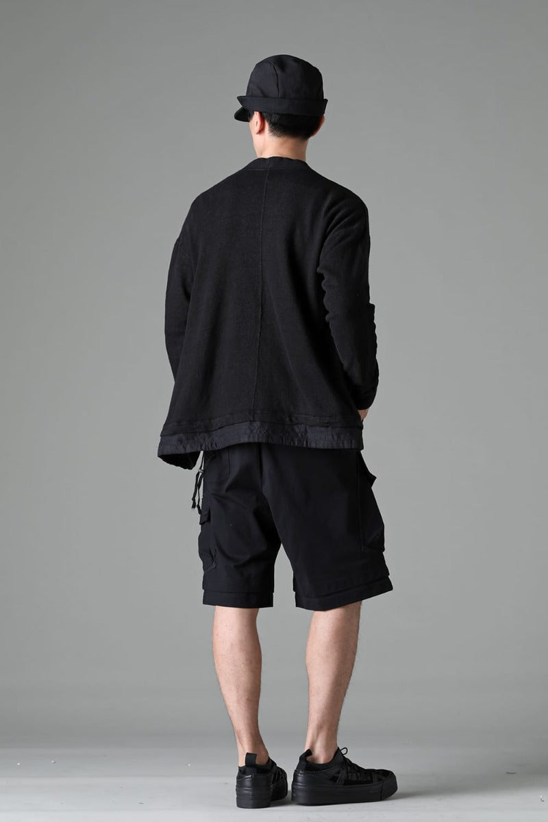 リネン/コットン ジャージーカーディガン  ブラック