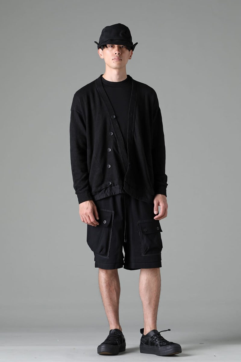 リネン/コットン ジャージーカーディガン  ブラック