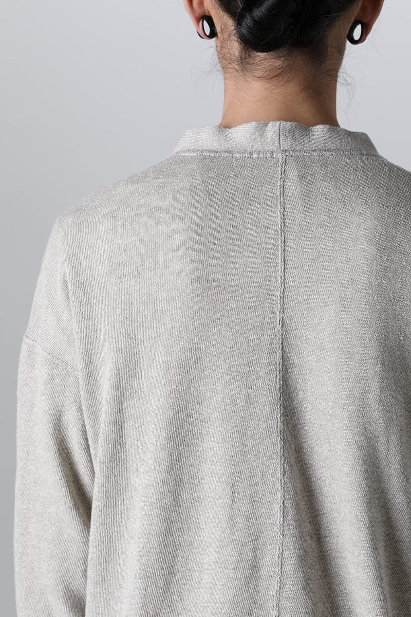 リネン/コットン ジャージーカーディガン  グレーベージュ