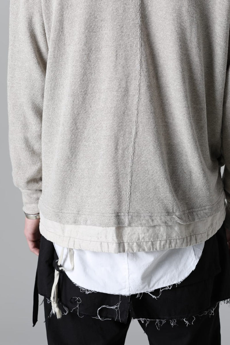 リネン/コットン ジャージーカーディガン  グレーベージュ