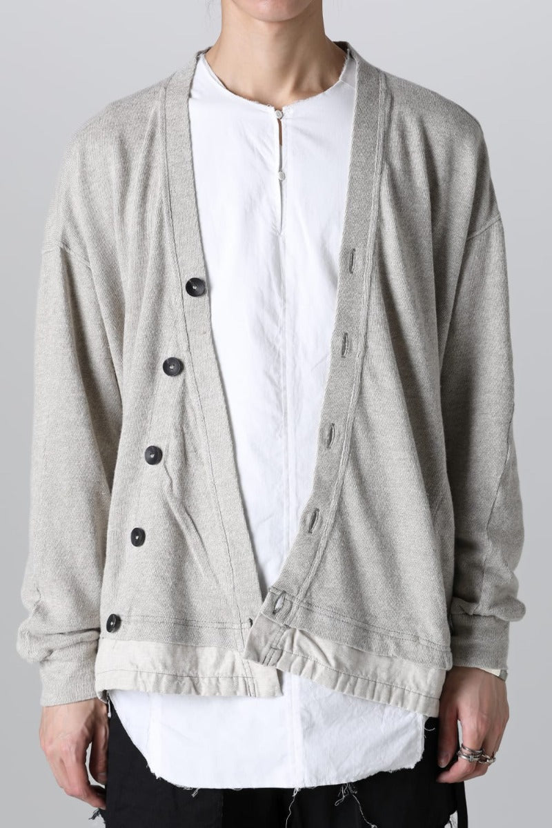 リネン/コットン ジャージーカーディガン  グレーベージュ