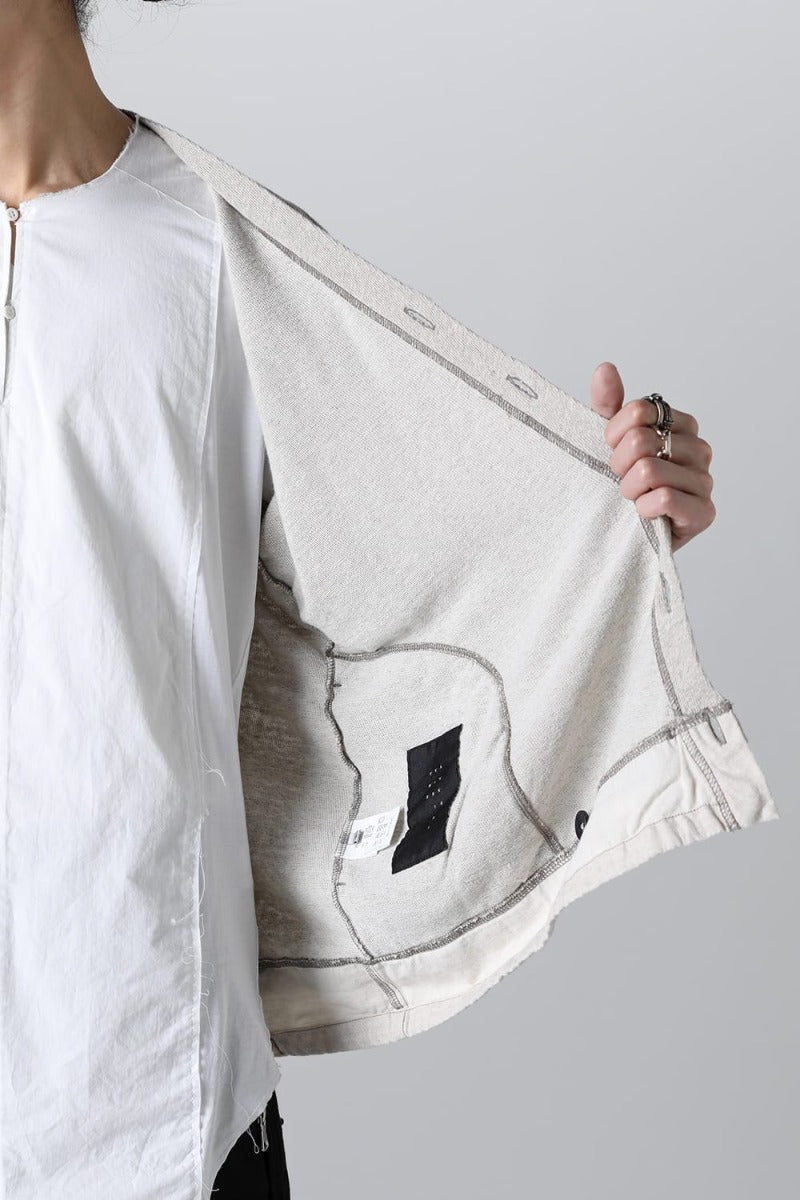 リネン/コットン ジャージーカーディガン  グレーベージュ