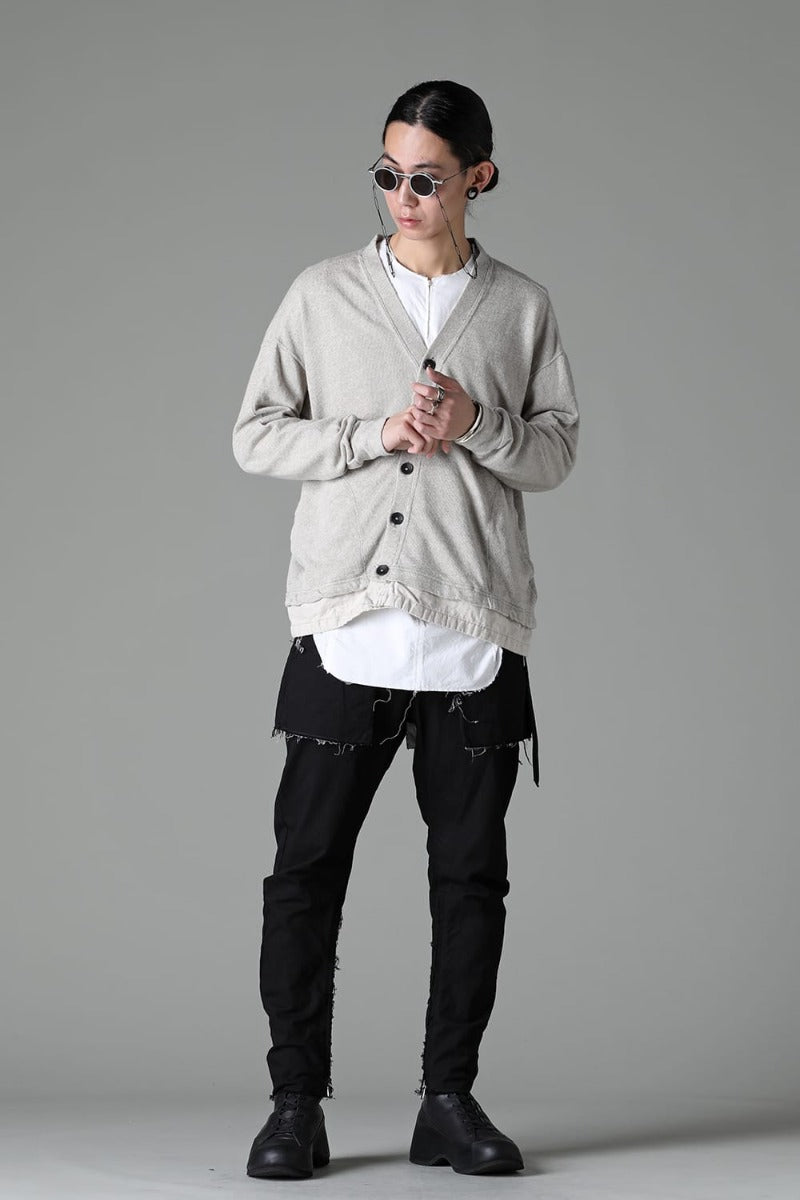 リネン/コットン ジャージーカーディガン  グレーベージュ