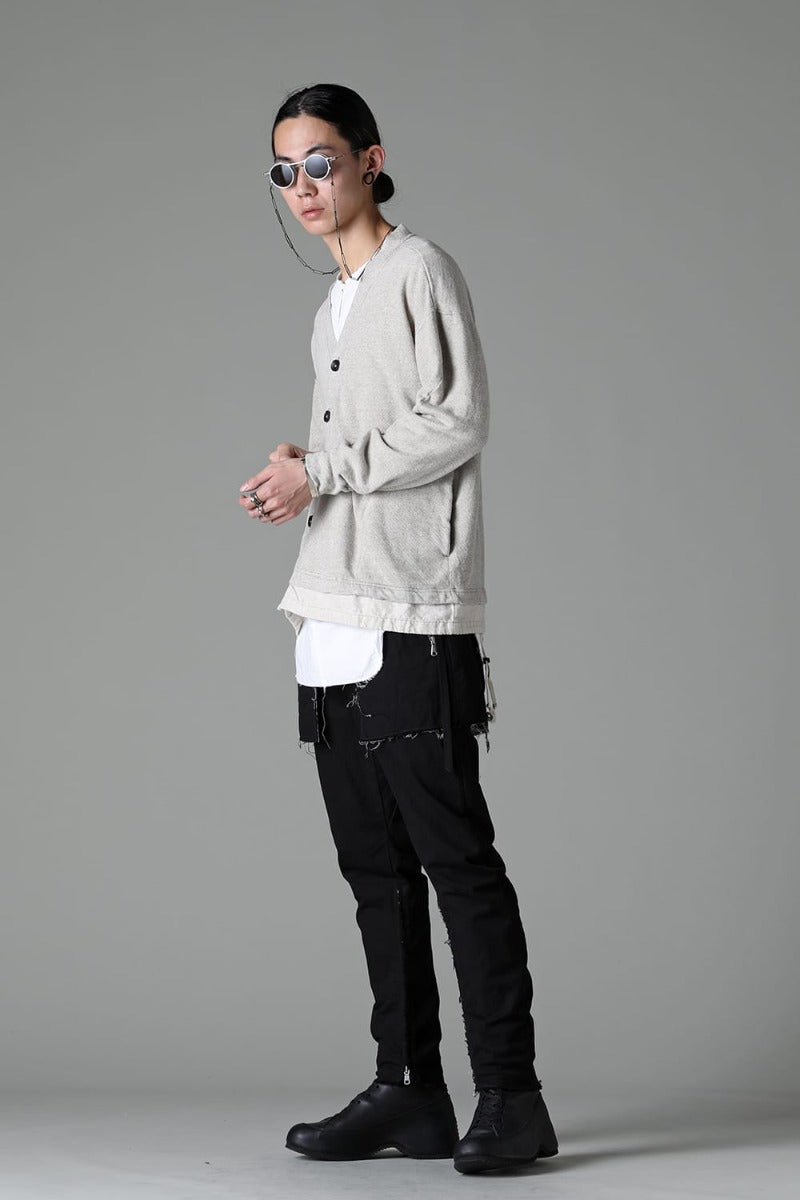 リネン/コットン ジャージーカーディガン  グレーベージュ