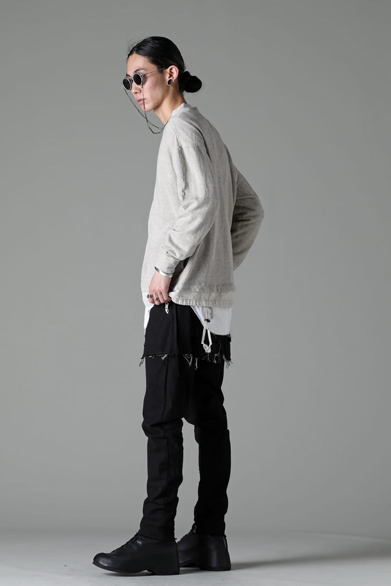 リネン/コットン ジャージーカーディガン  グレーベージュ