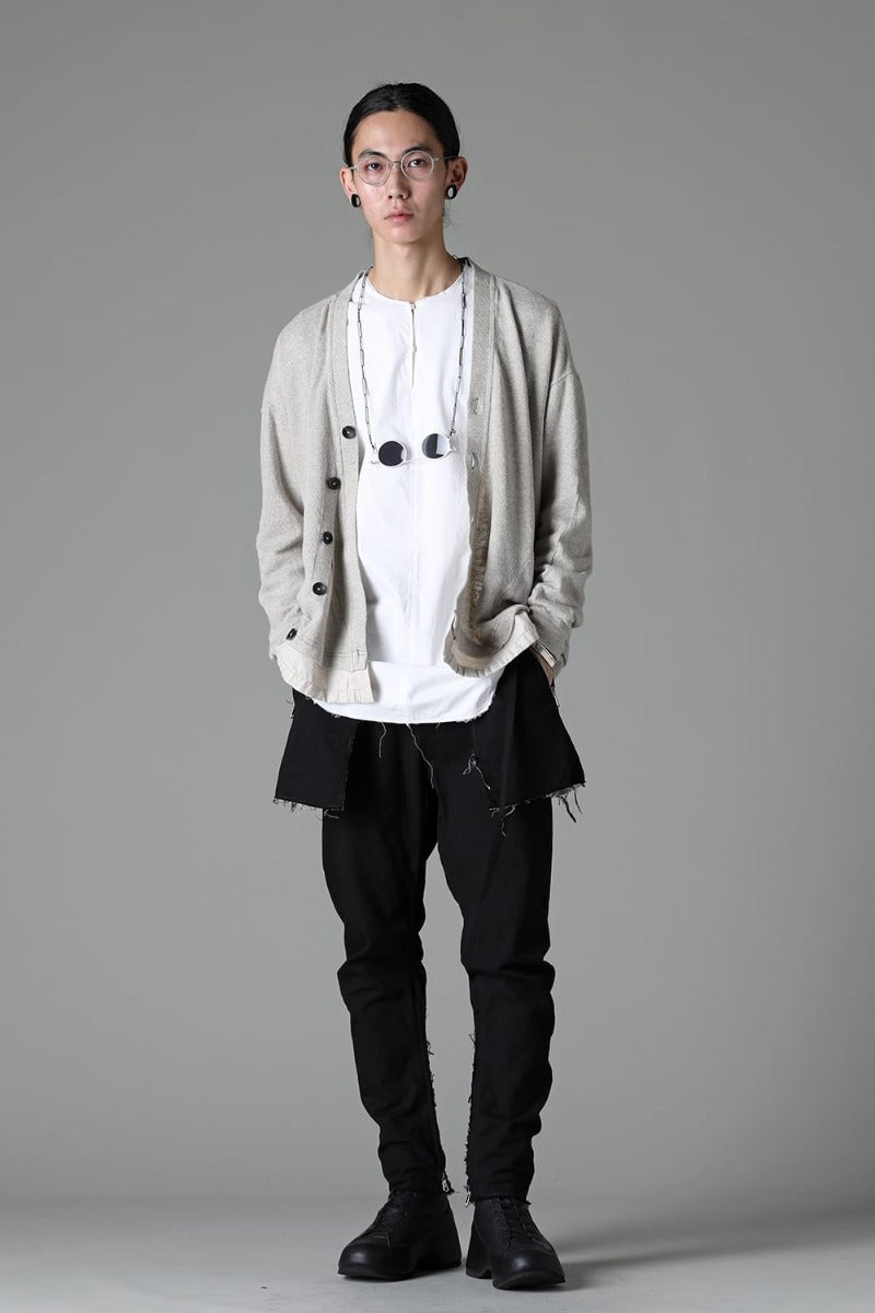 リネン/コットン ジャージーカーディガン  グレーベージュ