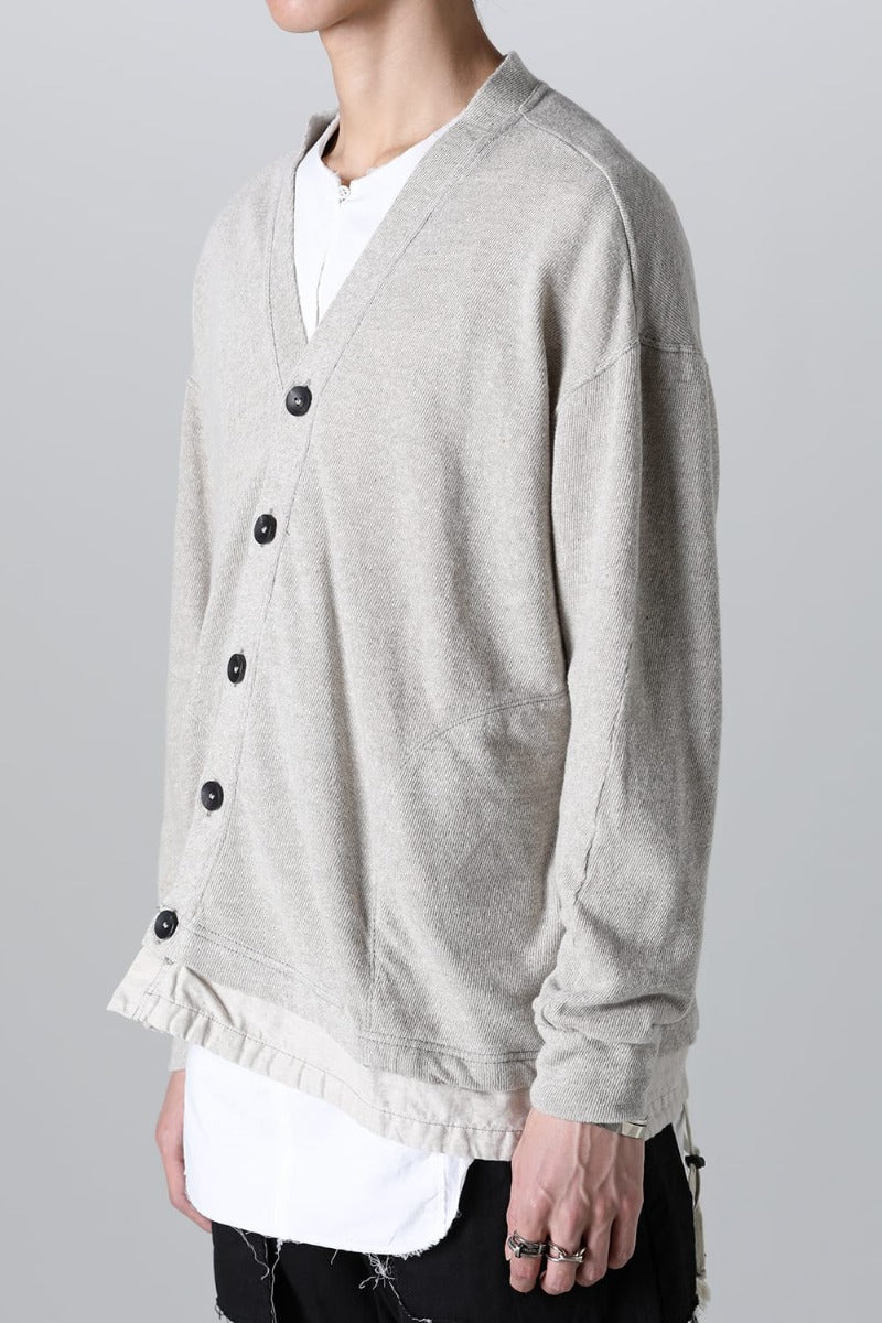 リネン/コットン ジャージーカーディガン  グレーベージュ
