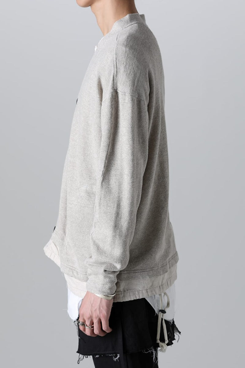 リネン/コットン ジャージーカーディガン  グレーベージュ