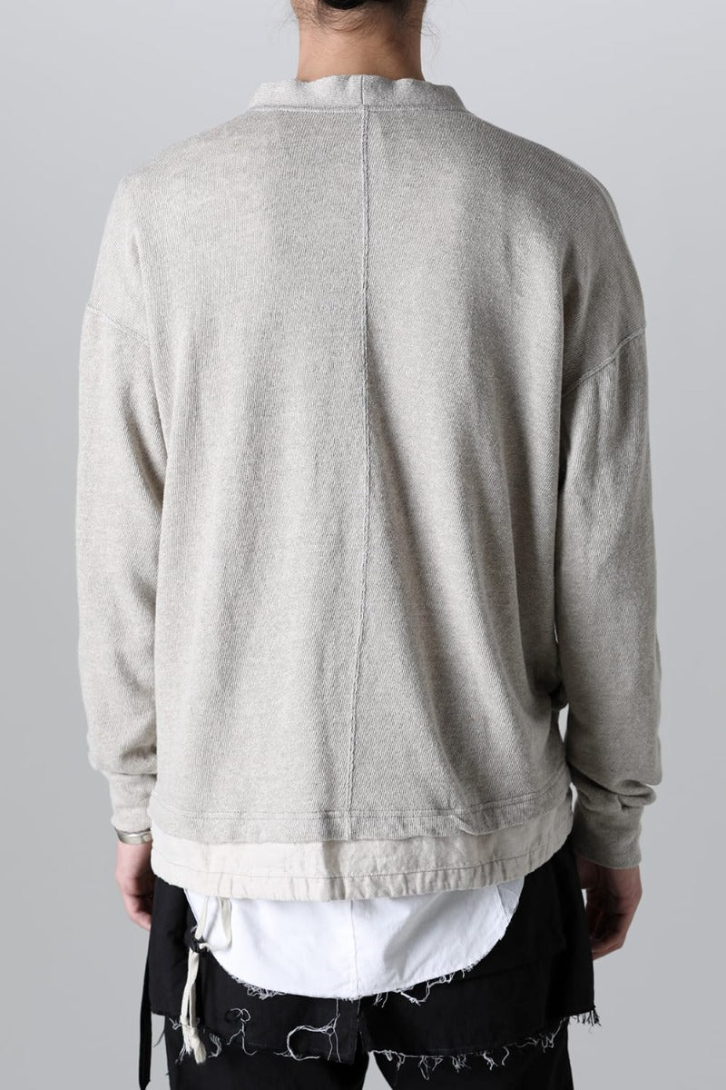 リネン/コットン ジャージーカーディガン  グレーベージュ