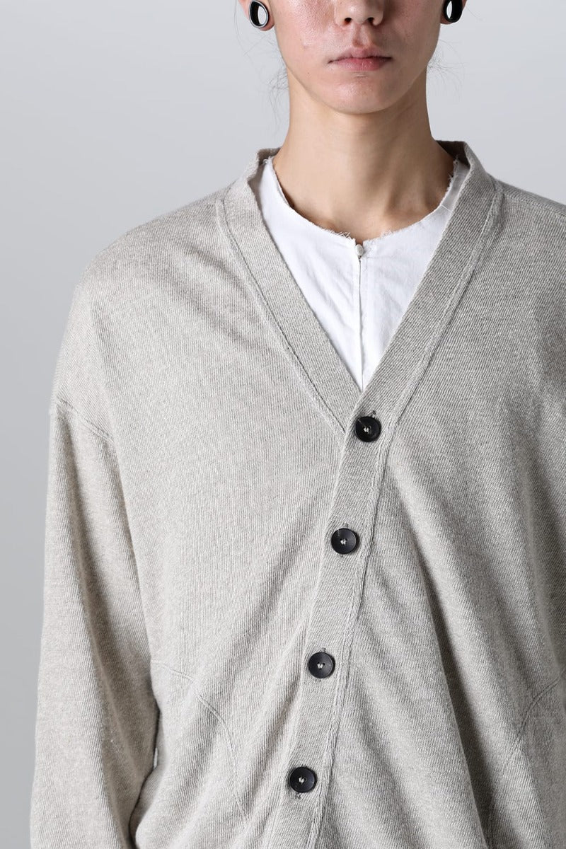 リネン/コットン ジャージーカーディガン  グレーベージュ