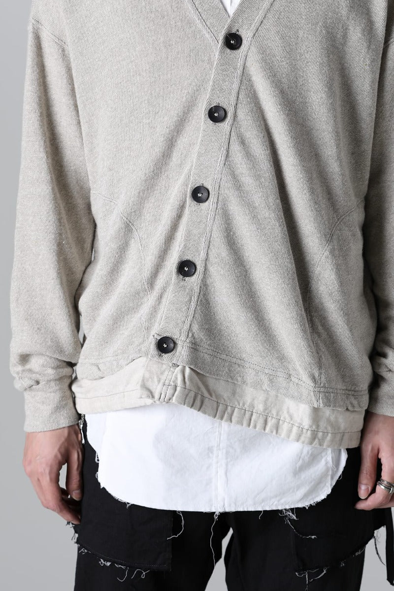 リネン/コットン ジャージーカーディガン  グレーベージュ