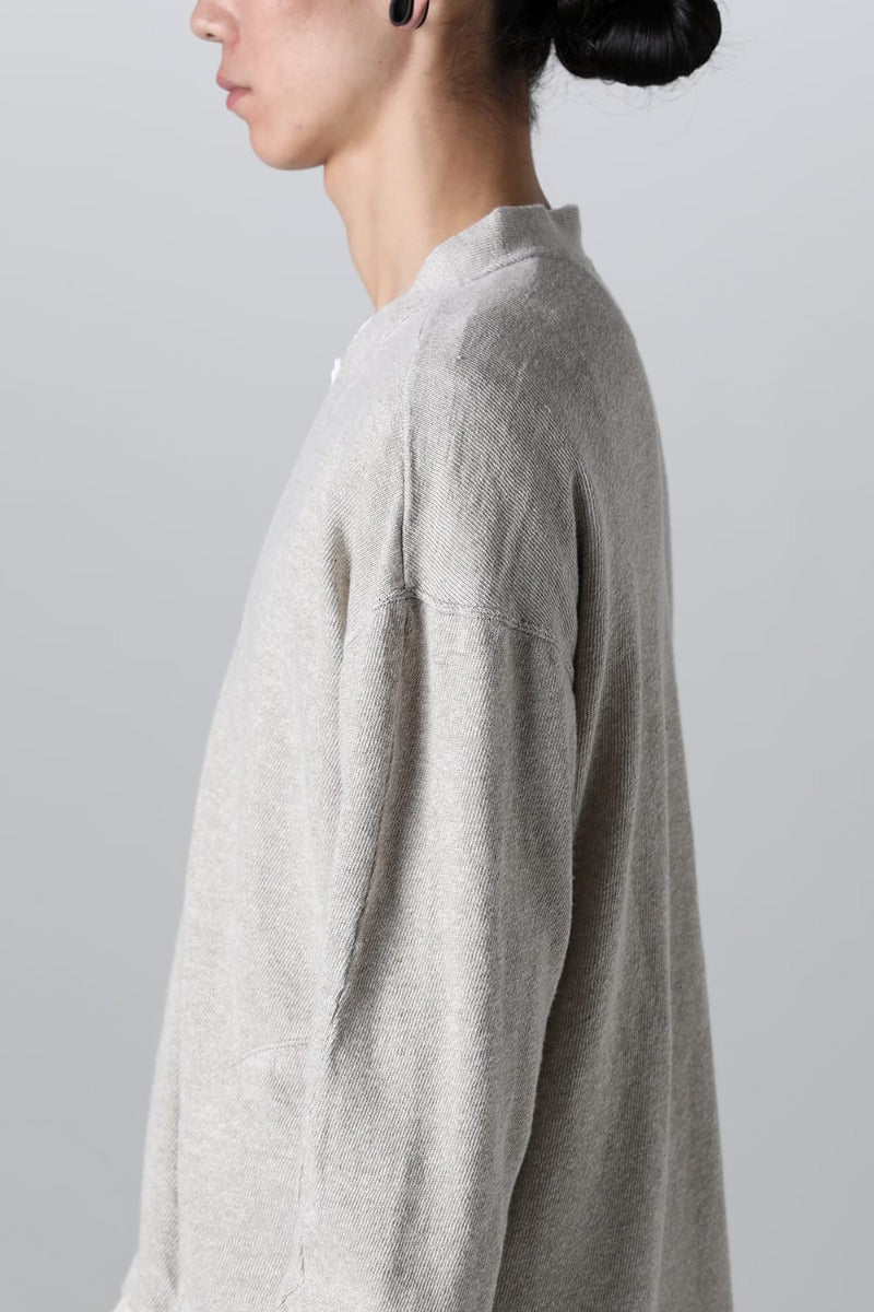 リネン/コットン ジャージーカーディガン  グレーベージュ