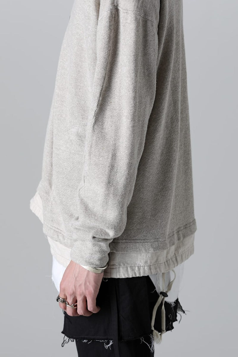 リネン/コットン ジャージーカーディガン  グレーベージュ
