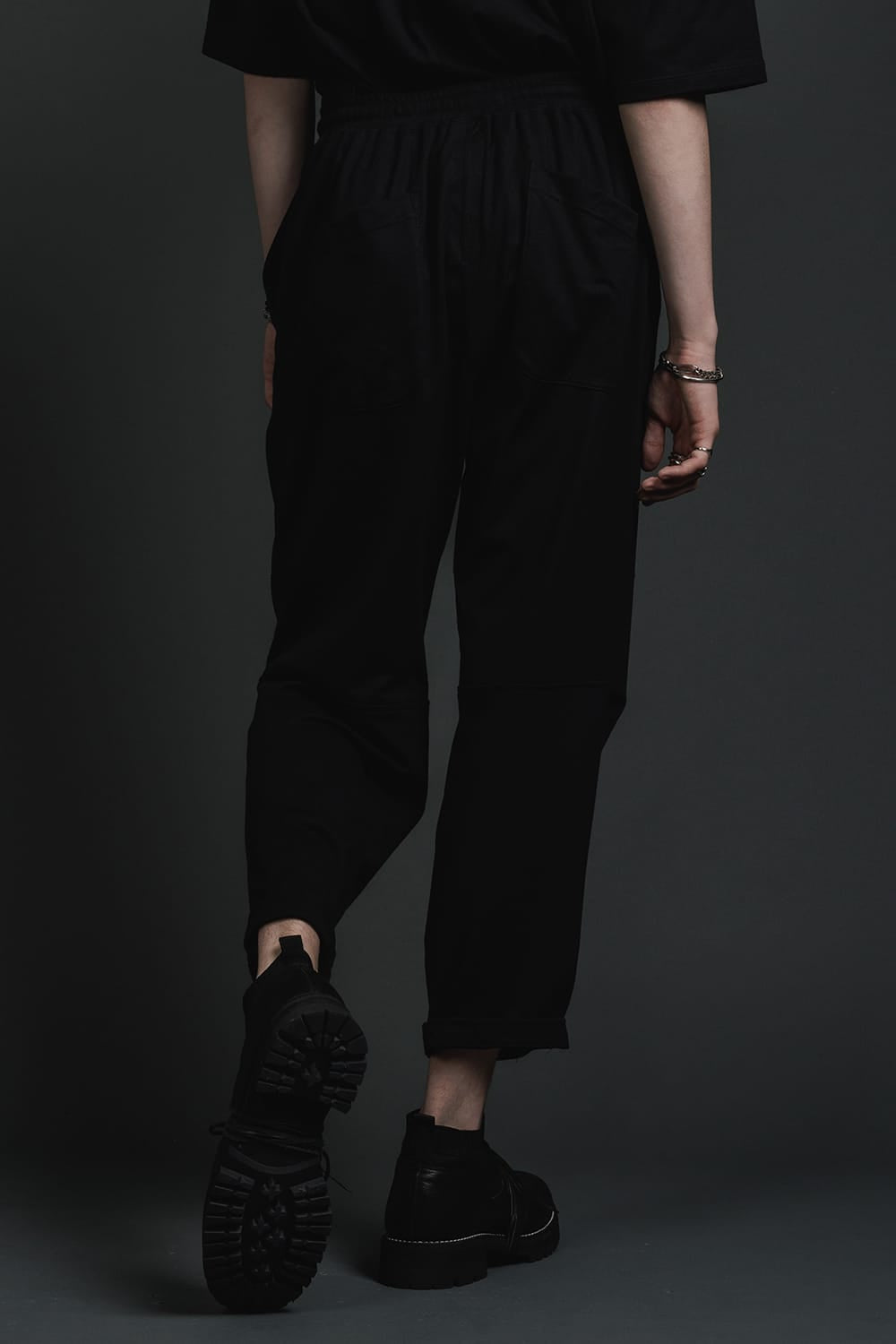 Jersey Drawstrings Pants Black