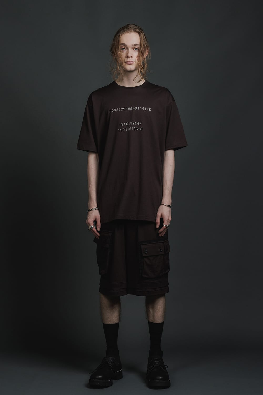 Short Sleeve Printed T-Shirt  Brown Gray