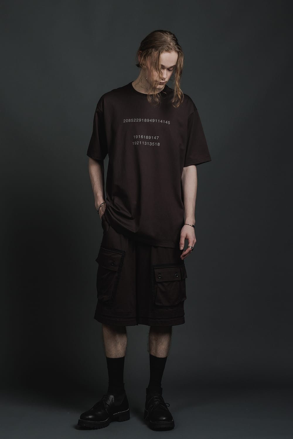 Short Sleeve Printed T-Shirt  Brown Gray