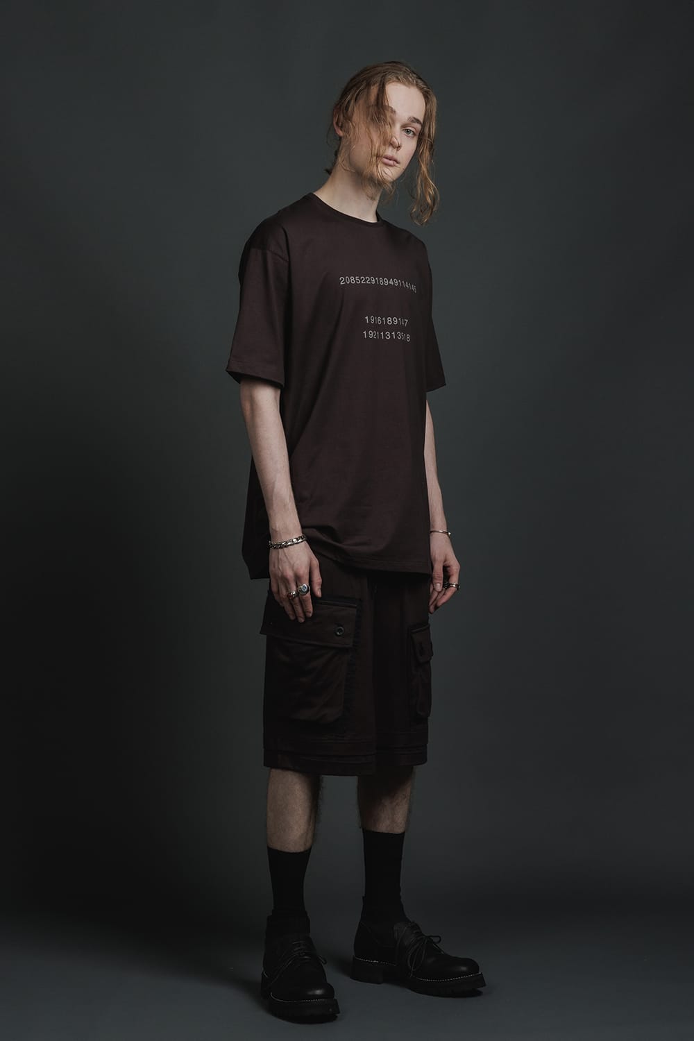 Short Sleeve Printed T-Shirt  Brown Gray