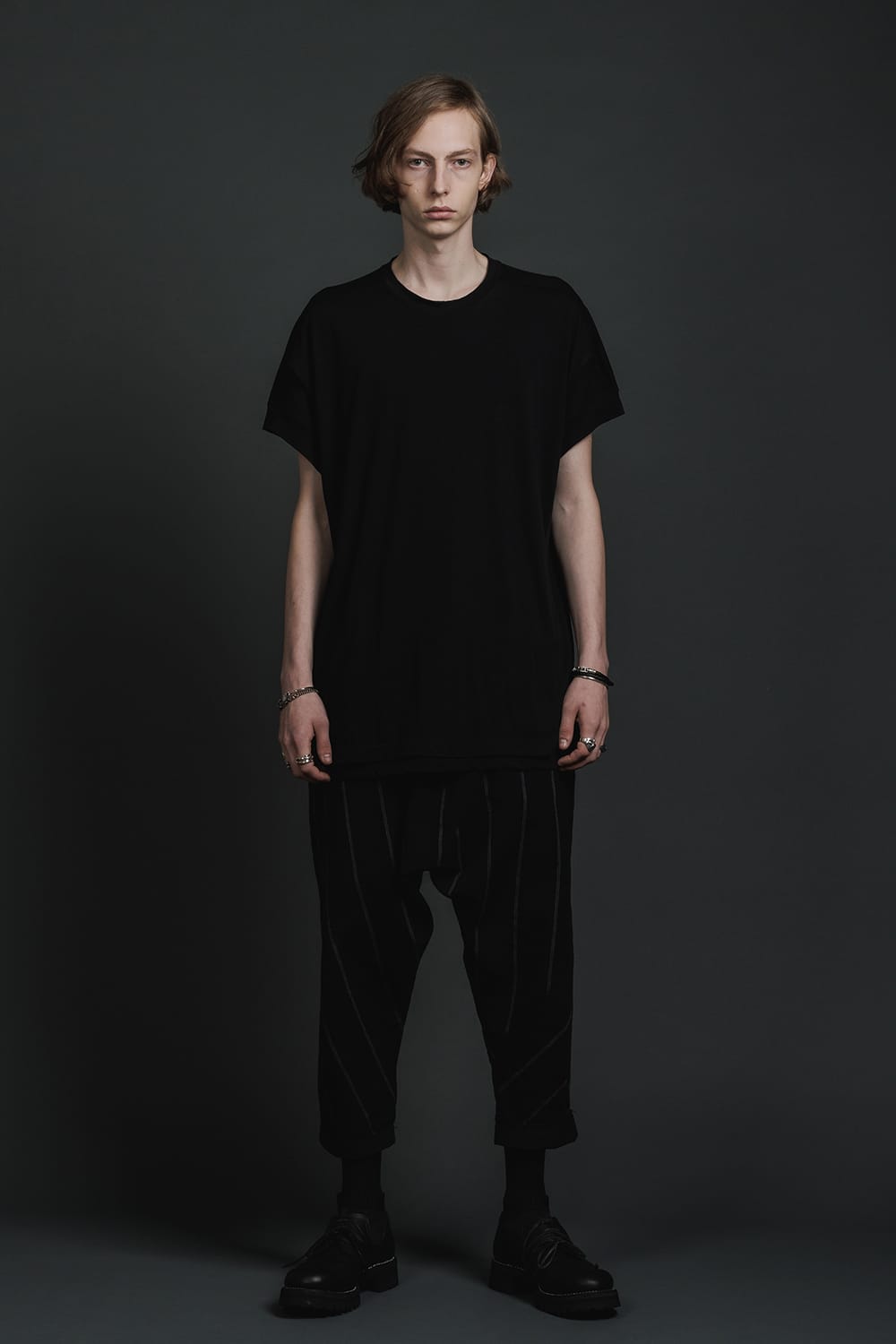 ダブルレイヤード半袖Tシャツ  ブラック