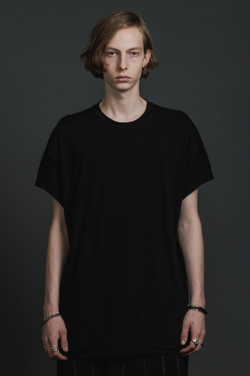 ダブルレイヤード半袖Tシャツ  ブラック