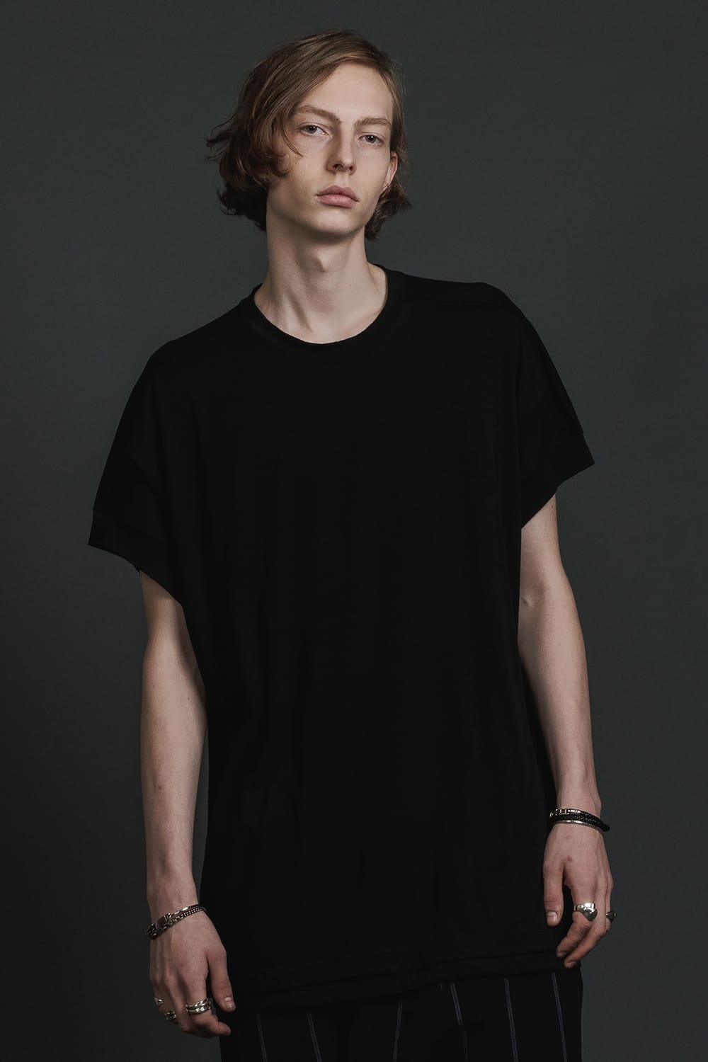 ダブルレイヤード半袖Tシャツ  ブラック