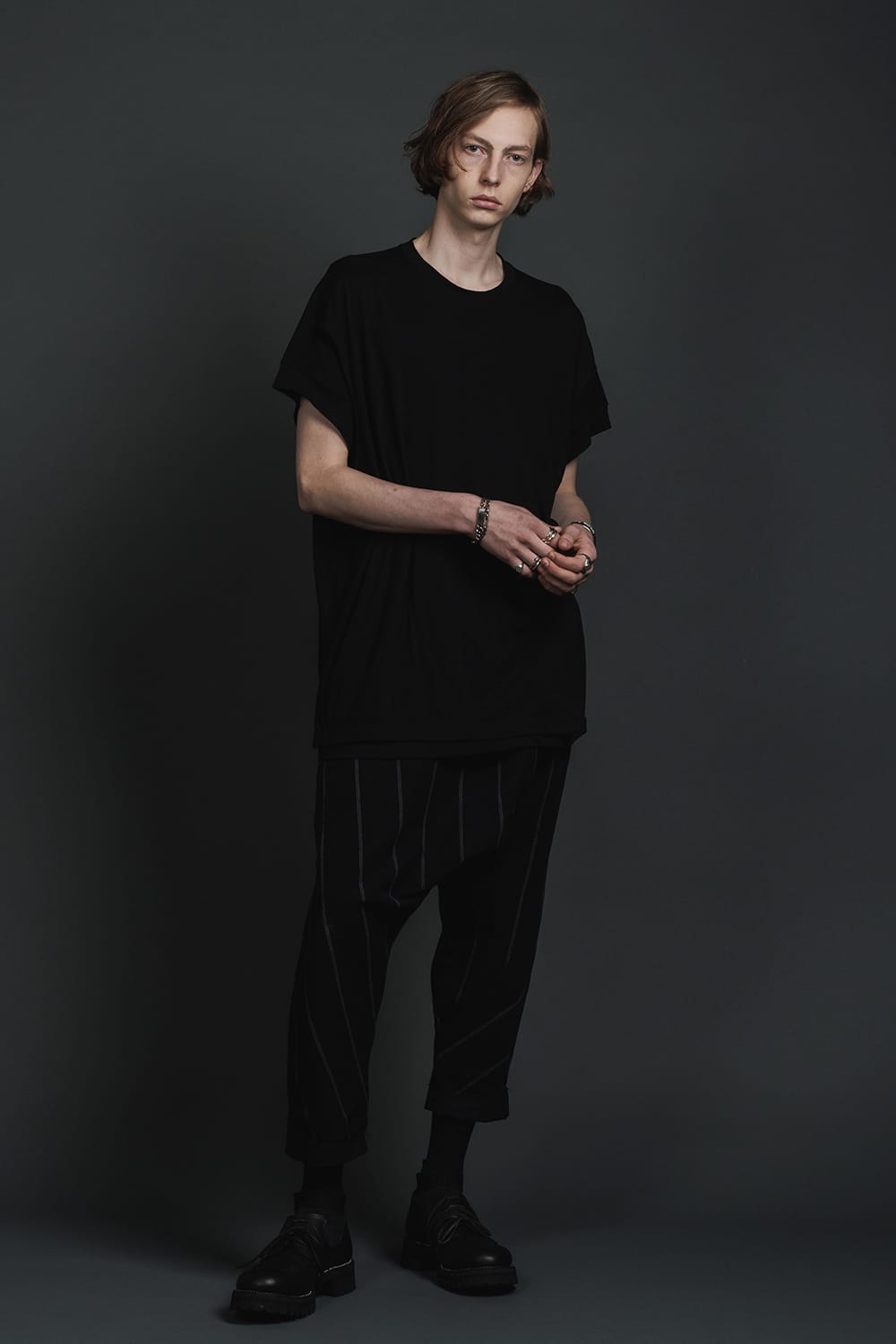 ダブルレイヤード半袖Tシャツ  ブラック