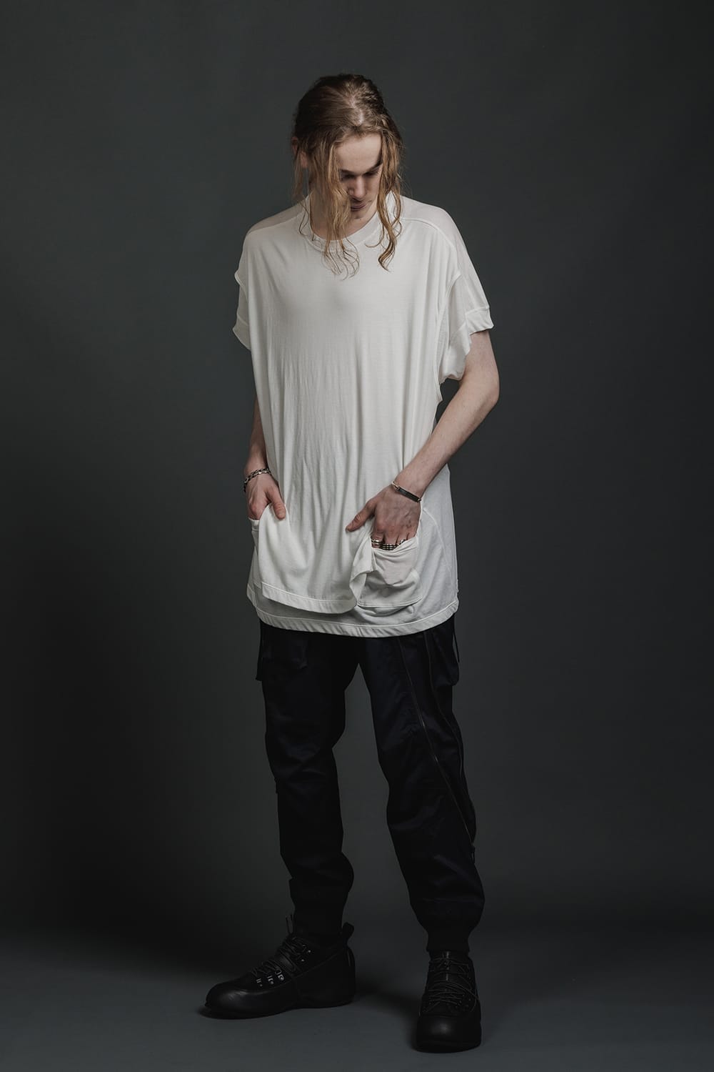 ダブルレイヤード半袖Tシャツ  オフホワイト