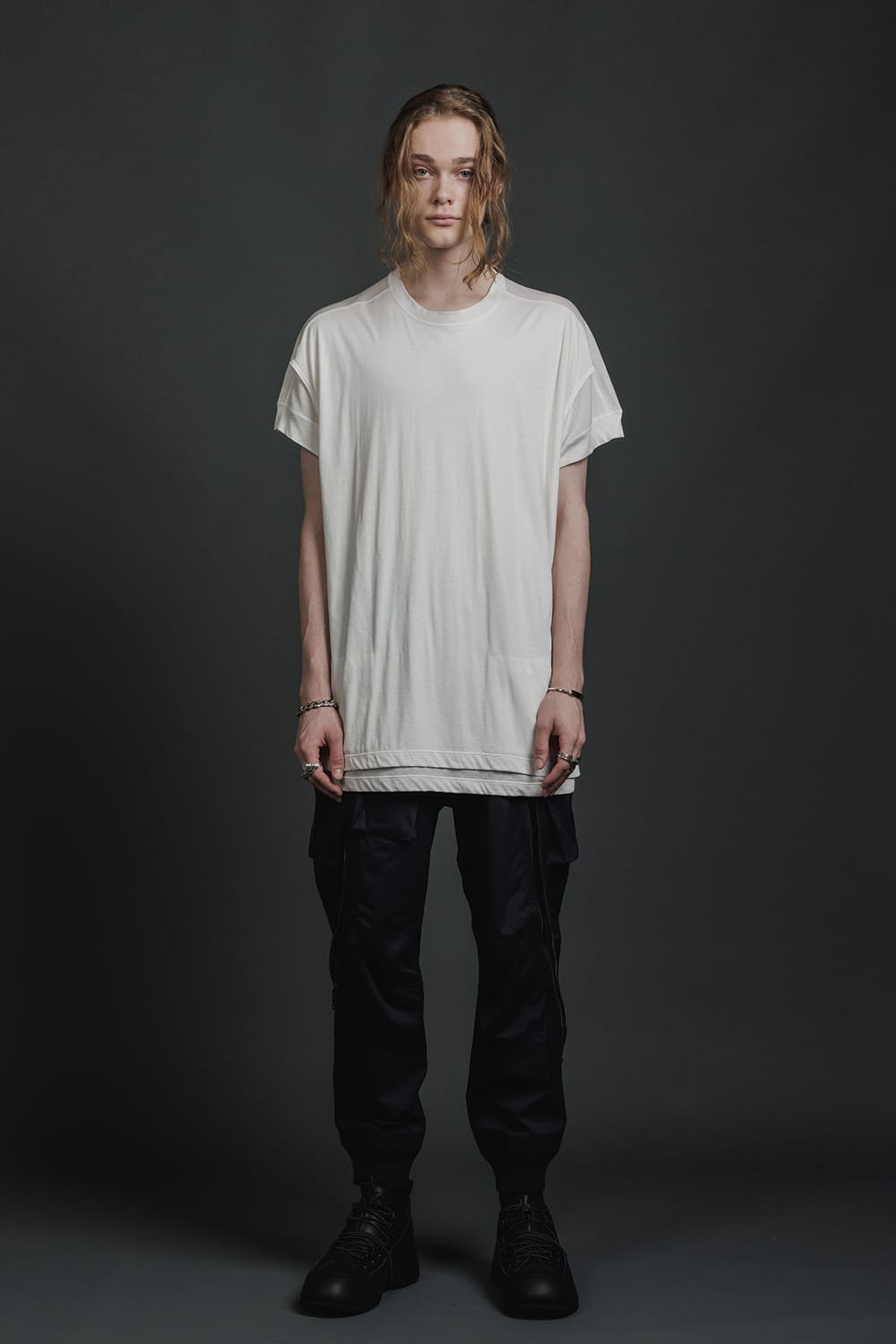 ダブルレイヤード半袖Tシャツ  オフホワイト