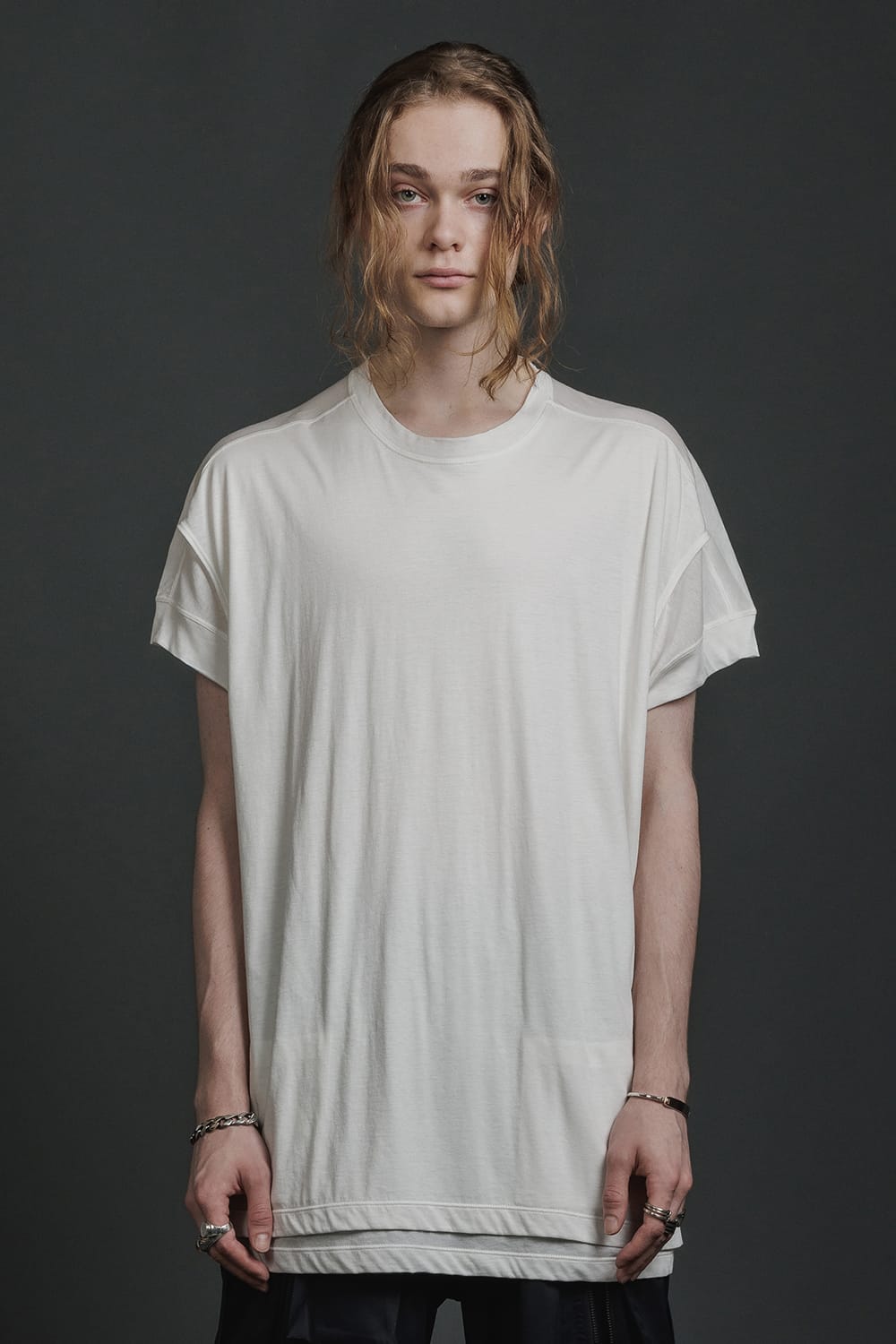 ダブルレイヤード半袖Tシャツ  オフホワイト