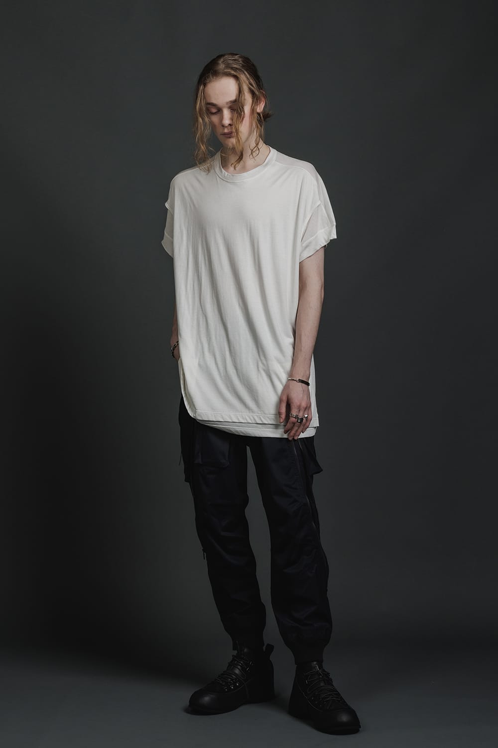 ダブルレイヤード半袖Tシャツ  オフホワイト