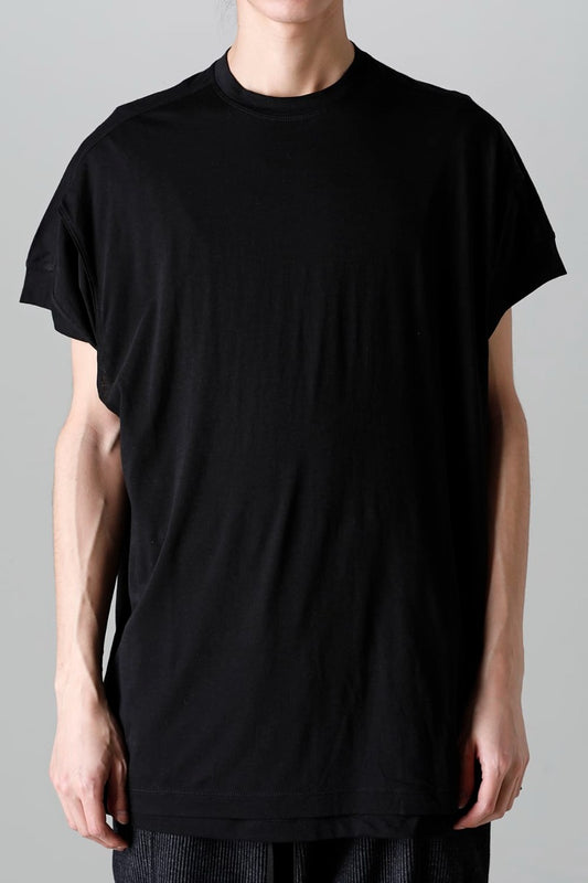 Double Layerd Short-Sleeve T-Shirt  Black